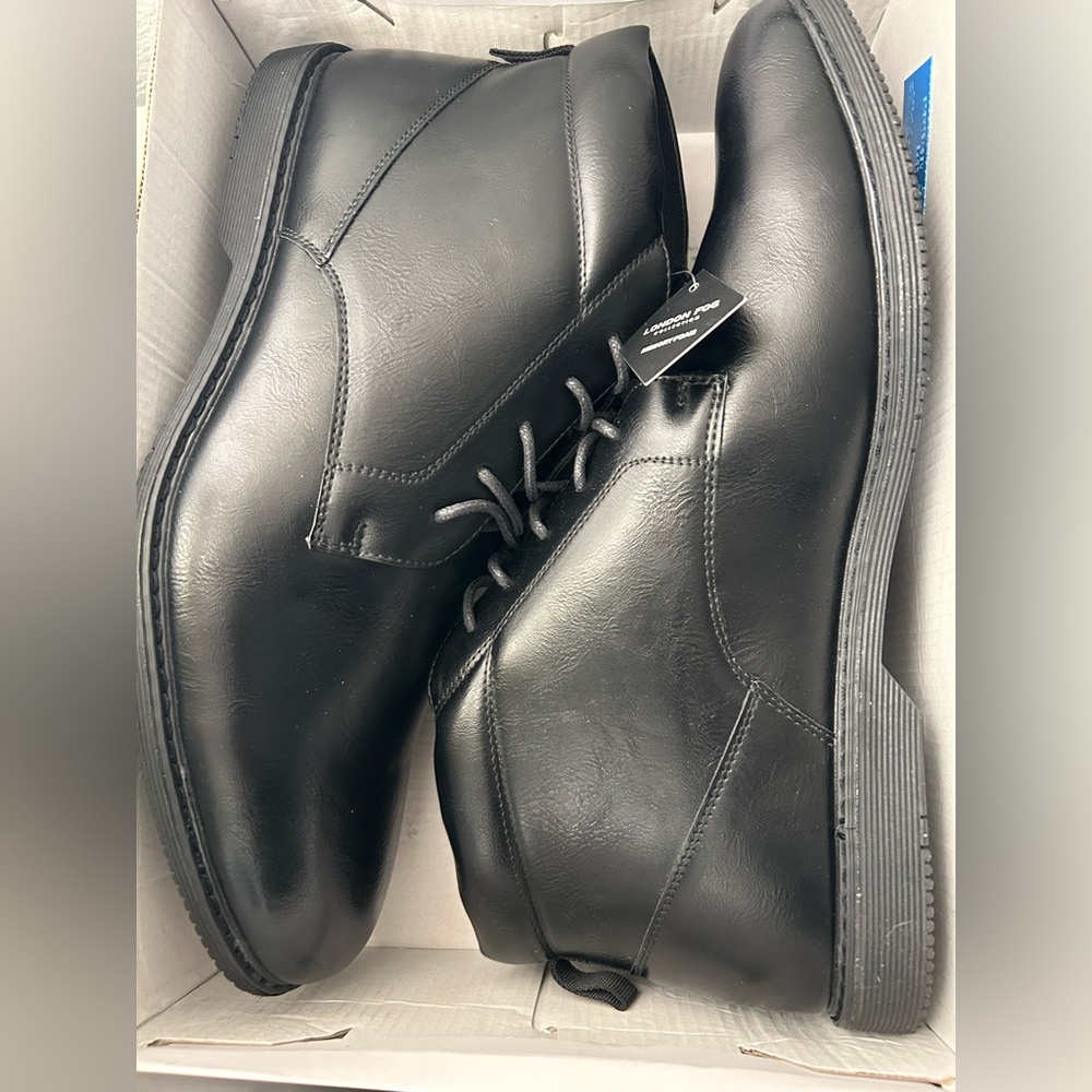 Brand New, London Fog Collection Tyler Chukka Mens 13, Black Leather Dress Shoes